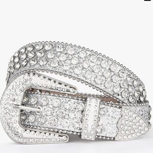 WHIMSY-GOTH UNISEX FASHION ALLIGATOR LEATHER RHINESTONE BELT. AMAZING SPARKLE